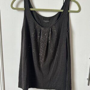 Beautiful Eileen Fisher Brown Stretch Linen Embellished Cami